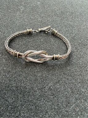 Vintage Sterling Silver Double Rope Love Knot Bracelet